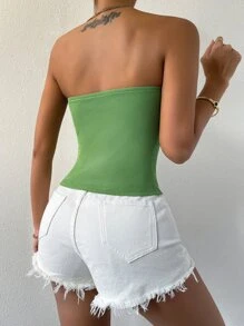 SHEIN Essnce Top bandeau unicolor tejido de canalé