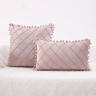 1入組小絨球絲絨靠墊套不附帶墊芯