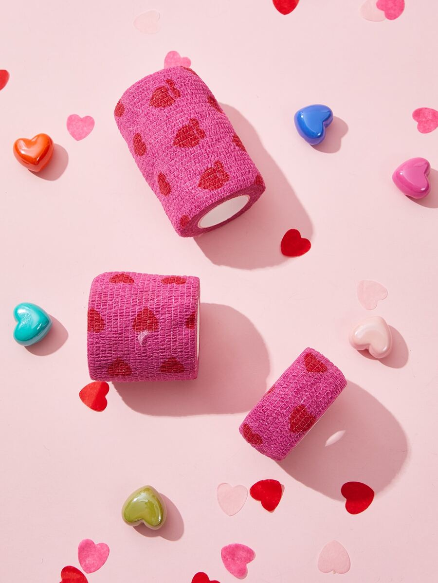 3 cái Heart Print Pet Bandage - Màu Hồng Tươi - Xem 1
