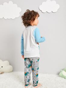 Toddler Boys Slogan & Dinosaur Print PJ Set - Multicolor - View 2