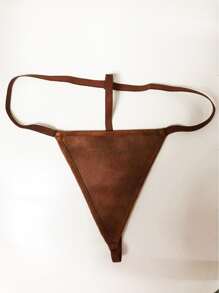 Lace Up Zipper Front Shapewear Top & Thong - Coffee Brown - View 6