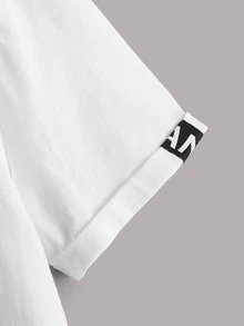 SHEIN 男孩字母圖案T恤 - 白色 - 查看 4