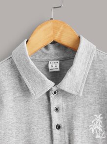 SHEIN 男孩椰子樹圖案撞色POLO衫 - 彩色 - 查看 3