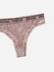 4pack Letter Tape Floral Lace Panty - Multicolor - View 4