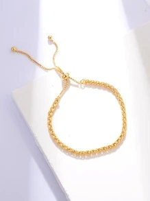 vòng tay co giãn chopin đính cườm tối giản với dây chuyền có thể điều chỉnh, phong cách hip-hop - Vàng - Xem 1