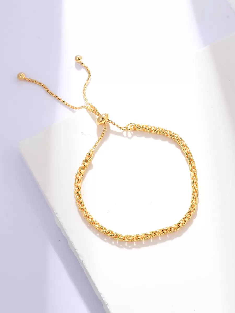 vòng tay co giãn chopin đính cườm tối giản với dây chuyền có thể điều chỉnh, phong cách hip-hop - Vàng - Xem 1