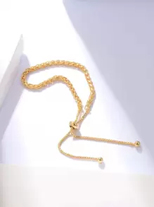 vòng tay co giãn chopin đính cườm tối giản với dây chuyền có thể điều chỉnh, phong cách hip-hop - Vàng - Xem 2