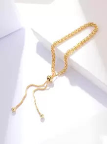 vòng tay co giãn chopin đính cườm tối giản với dây chuyền có thể điều chỉnh, phong cách hip-hop - Vàng - Xem 3