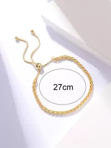 vòng tay co giãn chopin đính cườm tối giản với dây chuyền có thể điều chỉnh, phong cách hip-hop - Vàng - Xem 4