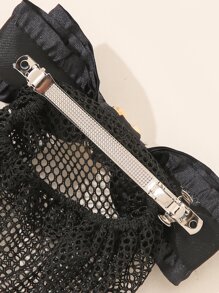 Kẹp tóc nơ trang trí giả ngọc trai - màu đen - Xem 4