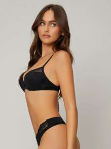 Ocili Contrast Lace No Show Sexy Thong - Black - View 4