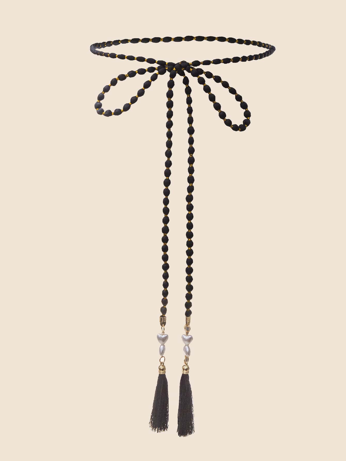 1pc Black Skinny Waist Rope Belt With Knot - Black - View 1