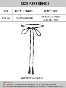 1pc Black Skinny Waist Rope Belt With Knot - Black - View 3