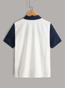 SHEIN Boys Colourblock Striped Contrast Collar Polo Shirt - Multicolor - View 2