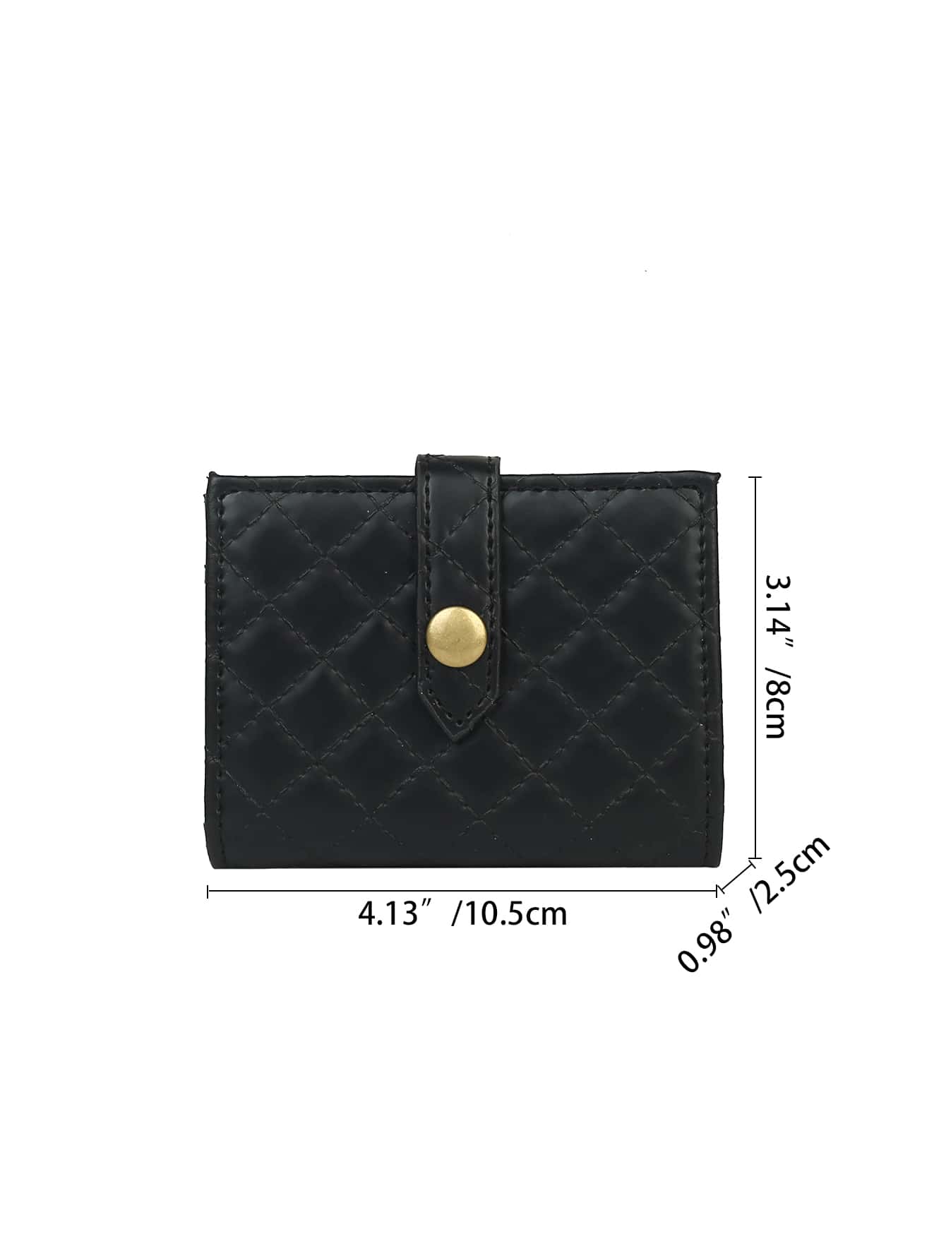 Quilted Snap Button Card Holder - Black - View 3