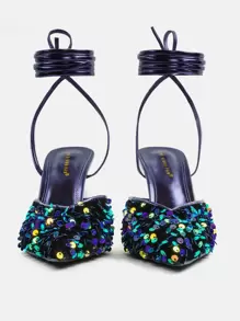 Của phụ nữ Buổi tiệc Giày cao gót Với Long lanh Đồ trang trí Và Lace-up Thiết kế - Nhiều màu - Xem 1