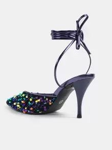 Của phụ nữ Buổi tiệc Giày cao gót Với Long lanh Đồ trang trí Và Lace-up Thiết kế - Nhiều màu - Xem 3