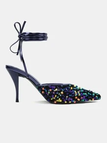 Của phụ nữ Buổi tiệc Giày cao gót Với Long lanh Đồ trang trí Và Lace-up Thiết kế - Nhiều màu - Xem 6