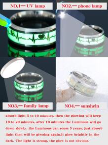 2pcs Couple Luminous Heartbeat Print Ring - Multicolor - View 3