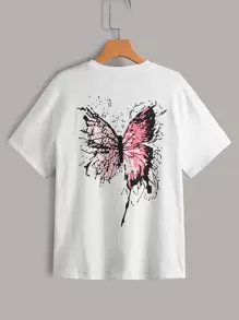 SHEIN Tops con gái Loại bướm Giải trí - trắng - Xem 1