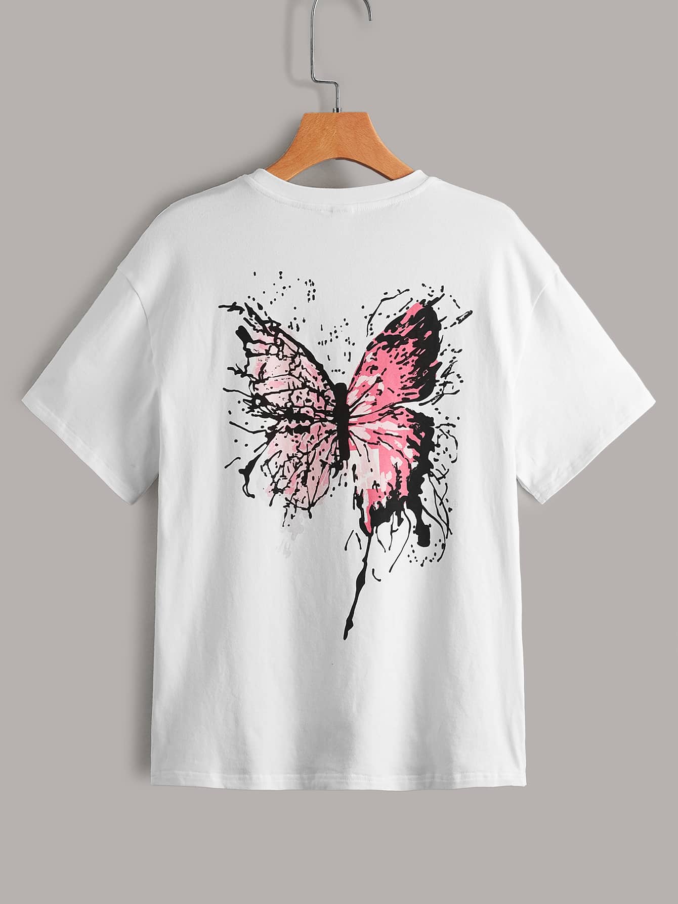 SHEIN Tops con gái Loại bướm Giải trí - trắng - Xem 1