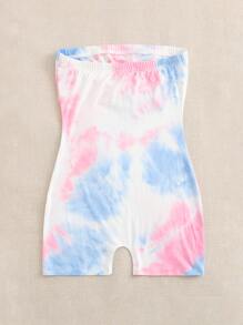 SHEIN EZwear 紮染抹胸連身短褲 - 彩色 - 查看 2