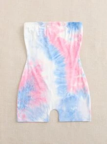 SHEIN EZwear 紮染抹胸連身短褲 - 彩色 - 查看 3