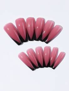 24入組法式假指甲和1張織帶和1入組指甲銼 - 紅色 - 查看 3