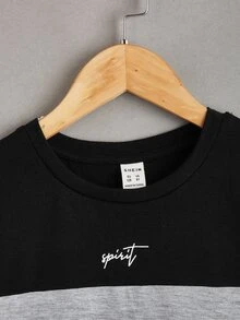 SHEIN Boys Colourblock & Letter Graphic Tee - Multicolor - View 3