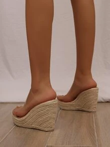 Clear Strap Wedge Sandals