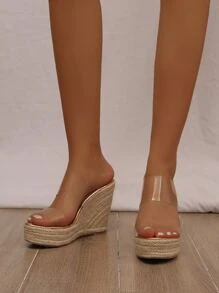Clear Strap Wedge Sandals
