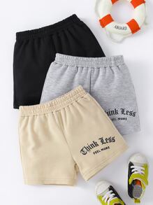 Baby 3pcs Letter Graphic Shorts - Multicolor - View 1