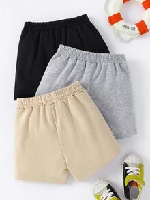 Baby 3pcs Letter Graphic Shorts - Multicolor - View 2