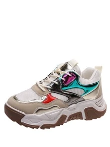 Giày Thể thao Nữ Khối Màu Ren lên - Nhiều màu - Xem 3