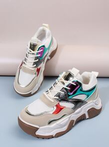 Giày Thể thao Nữ Khối Màu Ren lên - Nhiều màu - Xem 4