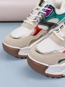 Giày Thể thao Nữ Khối Màu Ren lên - Nhiều màu - Xem 6