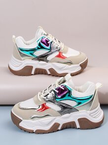 Giày Thể thao Nữ Khối Màu Ren lên - Nhiều màu - Xem 7