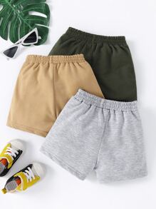 Baby 3pcs Slogan Patched Detail Shorts - Multicolor - View 2