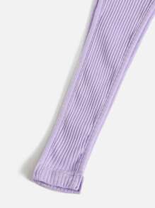 SHEIN ICON Zipper Front High-cut Hem Tank Bodysuit - Lilac Purple - View 5