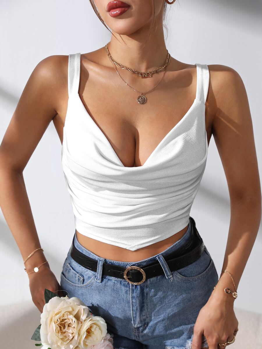 Áo hai dây Vắt màu trơn Gợi cảm - trắng - Xem 1