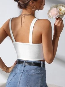 Áo hai dây Vắt màu trơn Gợi cảm - trắng - Xem 2