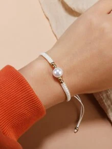 12入組人造珍珠裝飾編織手鍊 - 彩色 - 查看 3