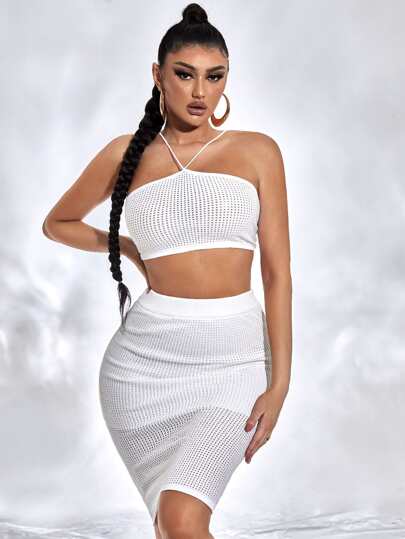2packs Plain Halter Cover Up, For Summer Beach Vacation