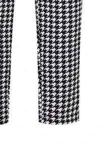 Pantalones con estampado de pata de gallo con nudo lateral - Blanco y Negro - Ver 3