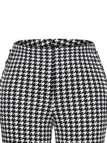Pantalones con estampado de pata de gallo con nudo lateral - Blanco y Negro - Ver 5
