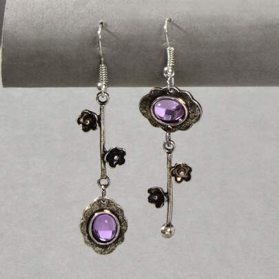 Rhinestone & Flower Decor Drop Earrings