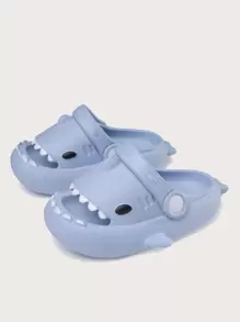 Niños Chanclas tiburón de dibujos animados con diseño - Azul - Ver 1