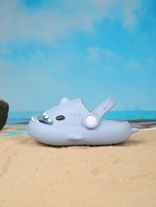 Niños Chanclas tiburón de dibujos animados con diseño - Azul - Ver 3