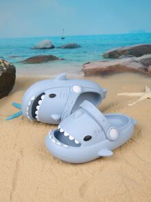 Niños Chanclas tiburón de dibujos animados con diseño - Azul - Ver 4