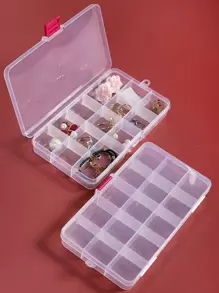1pc Clear Multi-Grid Jewelry Box - Clear - View 1
